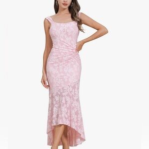 Elegant Pink Floral Cocktail Dress